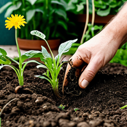 Soil Health**

"A close-up professional photograph of healthy soil in an urban garden, rich in organic matter, with earthworms visible. Various vegetable seedlings are growing in the background. Fully clothed gardener tending to the soil. safe for work, appropriate content, perfect anatomy, natural proportions, professional, well-lit, family-friendly."

**