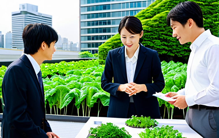 도시농업관리사로서의 비즈니스 기회 - Rooftop Urban Farm Business Meeting**

"A brightly lit rooftop garden in Tokyo, with modern building...