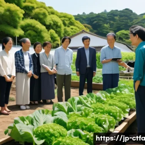 도시농업관리사 업무에서의 의사소통 기술 - A modern urban farm meeting scene in Japan, featuring diverse participants including local residents...