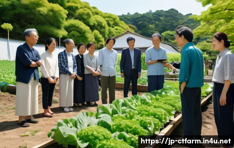 도시농업관리사 업무에서의 의사소통 기술 - A modern urban farm meeting scene in Japan, featuring diverse participants including local residents...